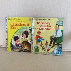 Vintage Little Golden Book Set - Children's Zoo & Tommy Visits the Doctor